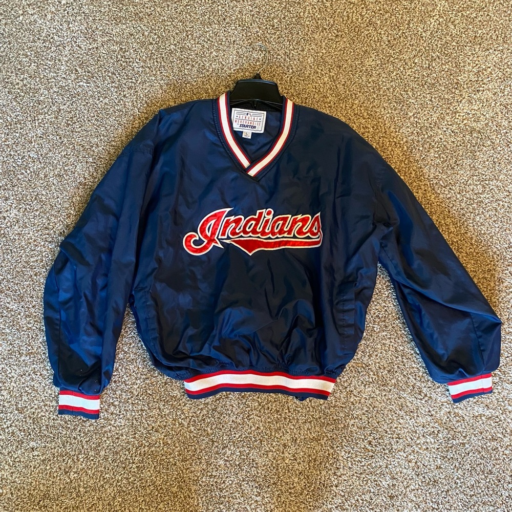 Vintage Cleveland Indians Starter Pullover Windbreaker Light Jacket Size L MLB